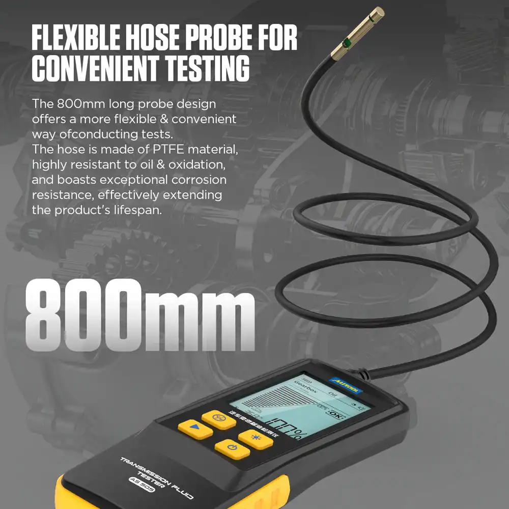 AUTOOL AS505 Digital Optical Transmission Fluid (ATF) Quality & Temperature Tester (800mm PTFE Probe · 2.8